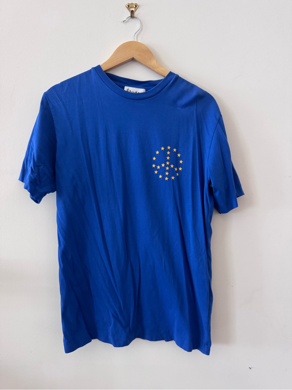 Etudes European Union Peace Sign Blue & Yellow Star T Shirt